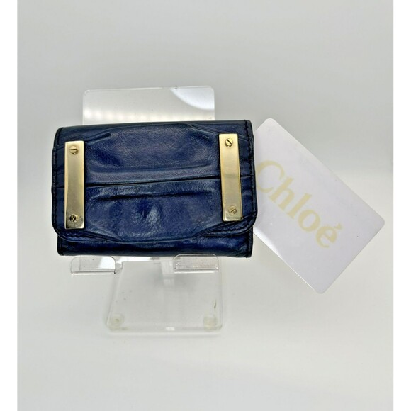 Chloe Leather 6 Ring Key Case Navy Blue Authentic/93